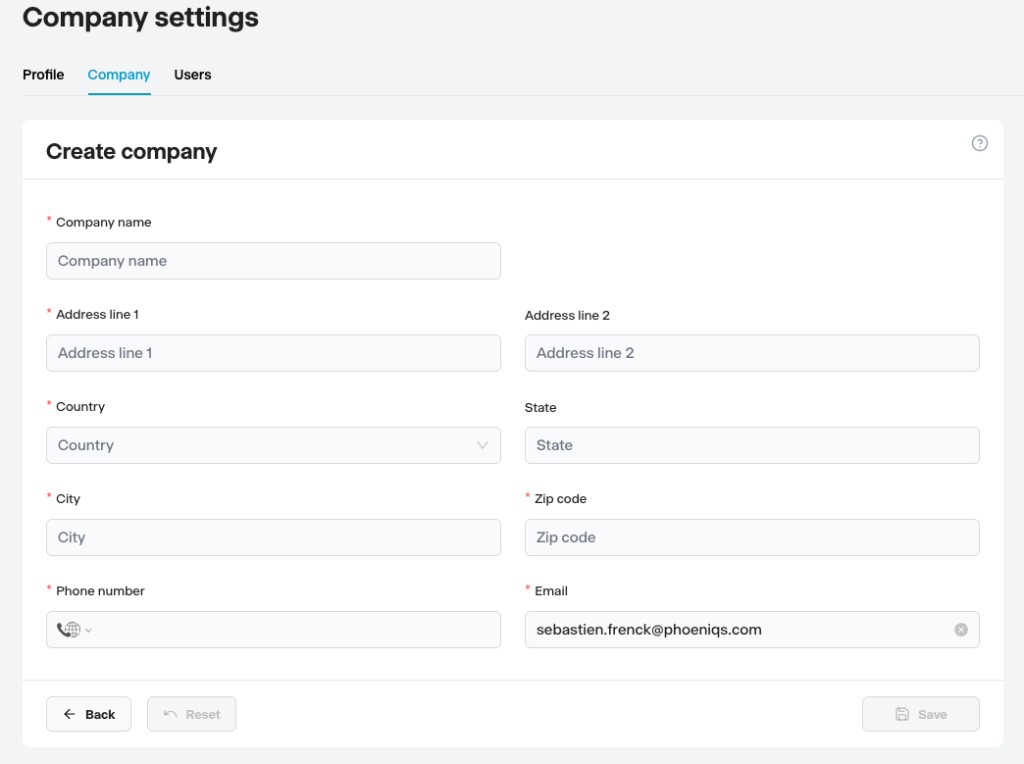 Create company form